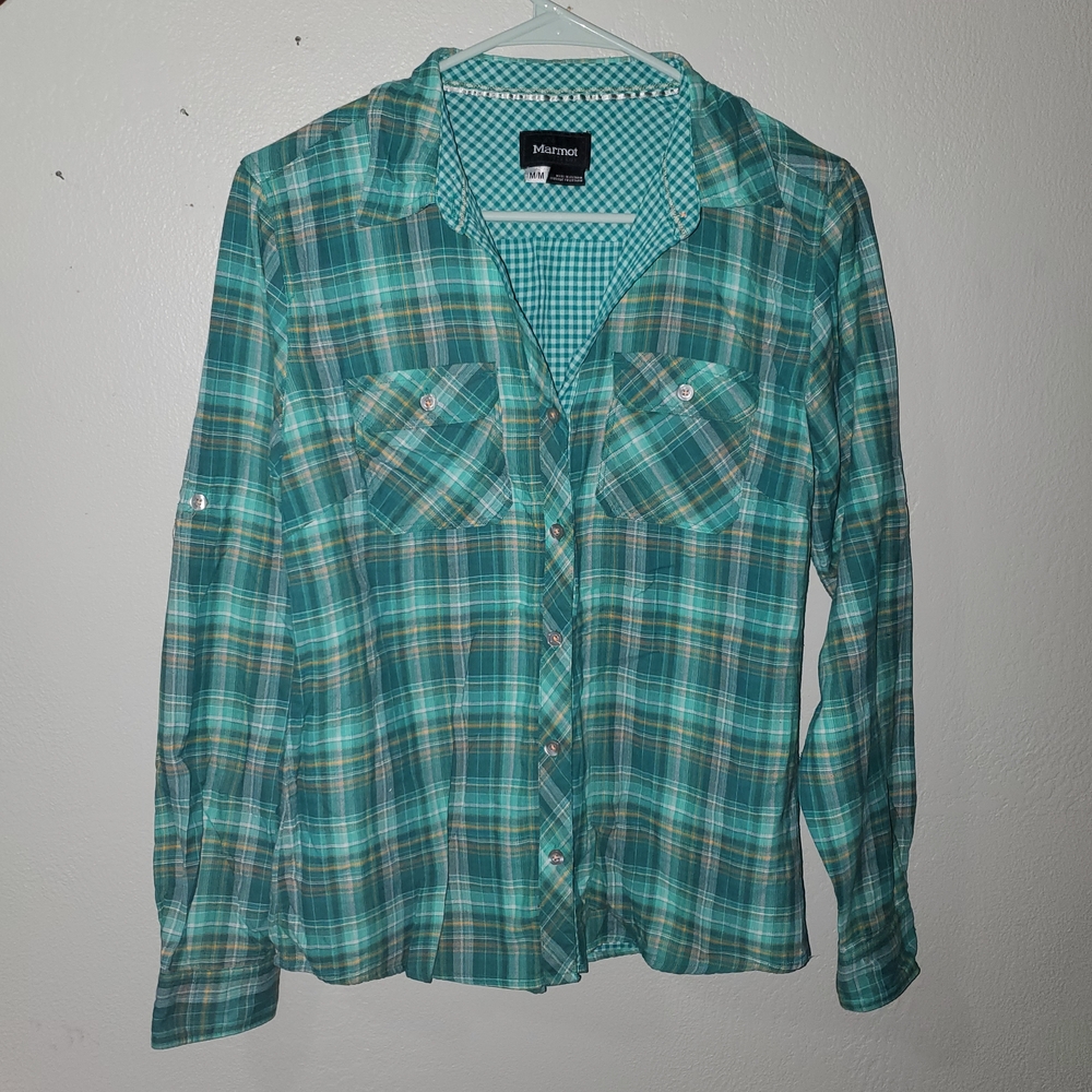 Marmot Green Plaid Button Down Shirt